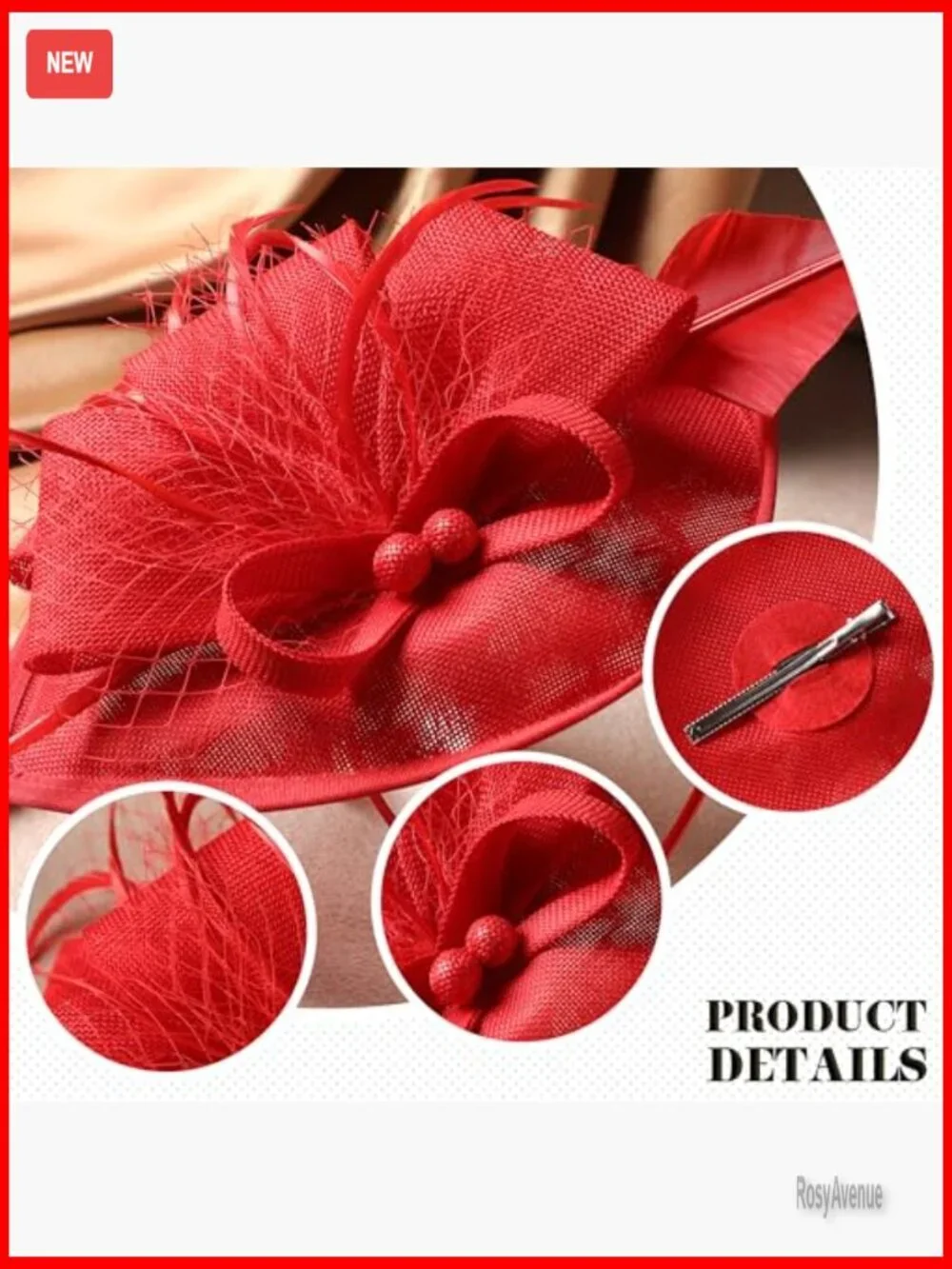 Adjustable Derby Fascinator Hat with Feathers for Tea Parties & Events